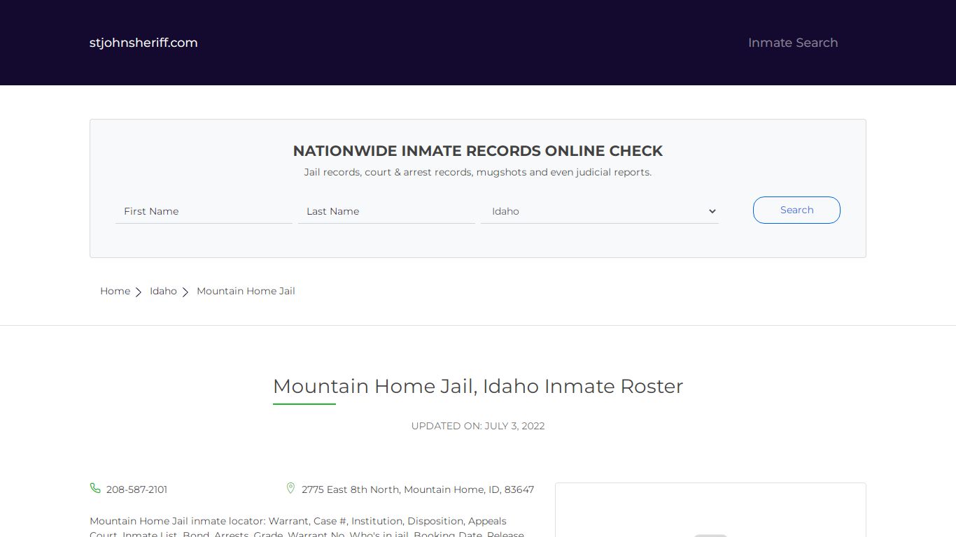 Mountain Home Jail, Idaho Inmate Roster